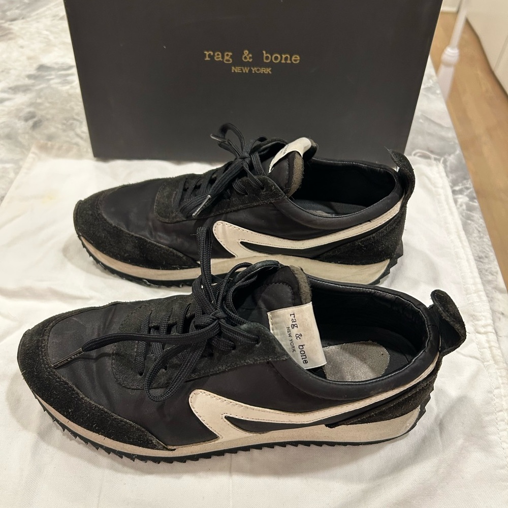Rag & Bone Black and White Low-Top Sneakers